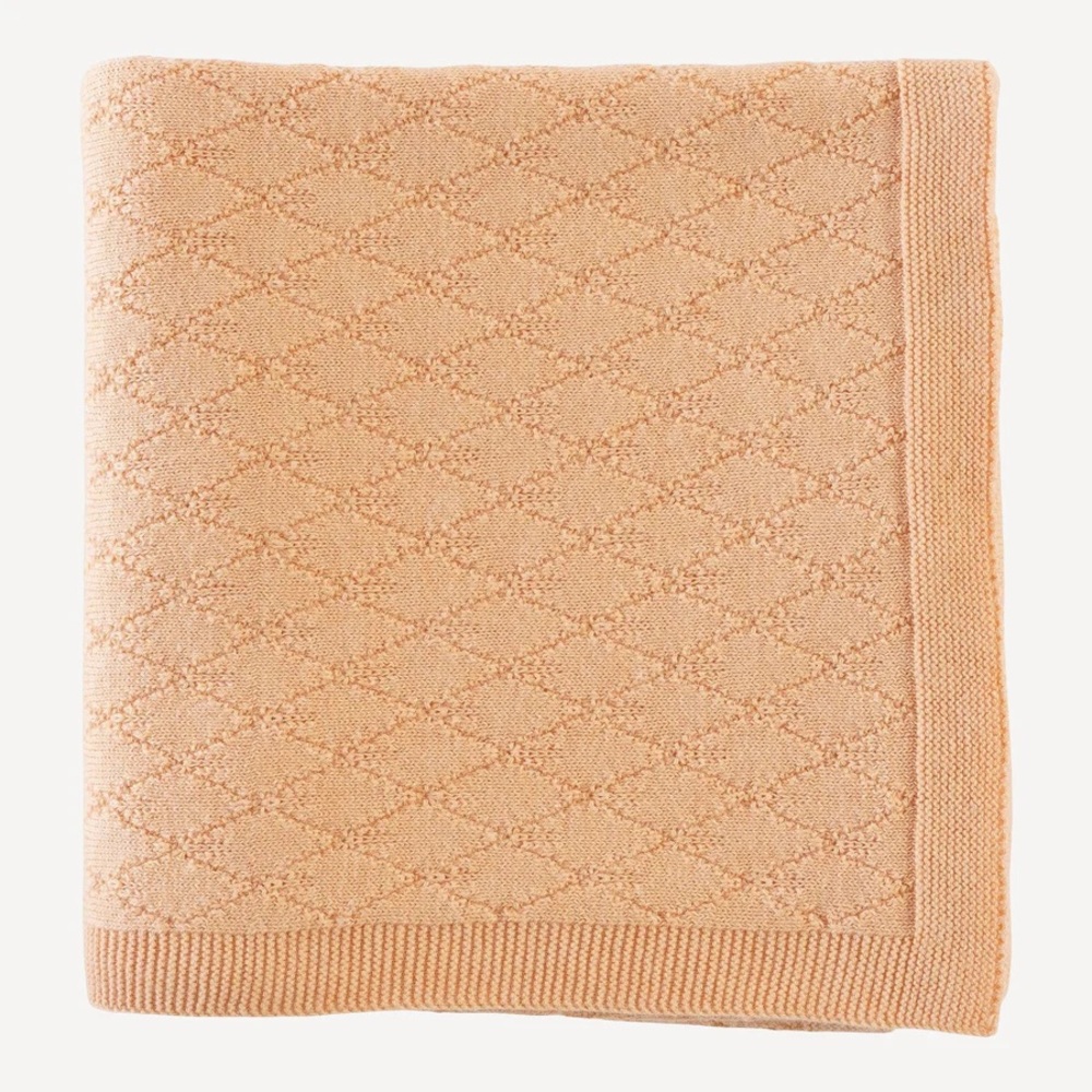 Kate Quinn Herringbone Sweater Blanket Apricot NWT